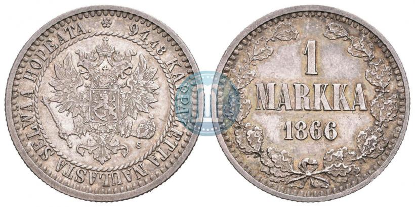 Picture 1 markka 1866 year S 