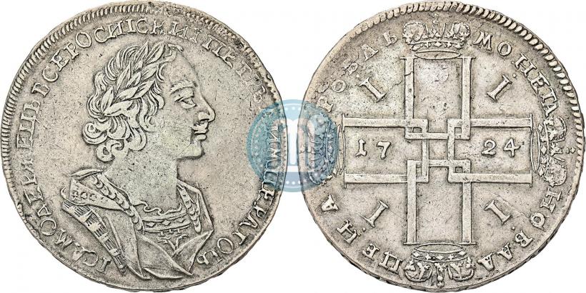 Фото 1 рубль 1724 года  "Портрет в античных доспехах"