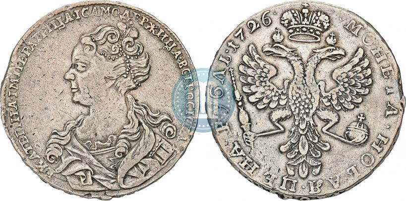 Фото 1 рубль 1726 года  "Московский тип, портрет влево"