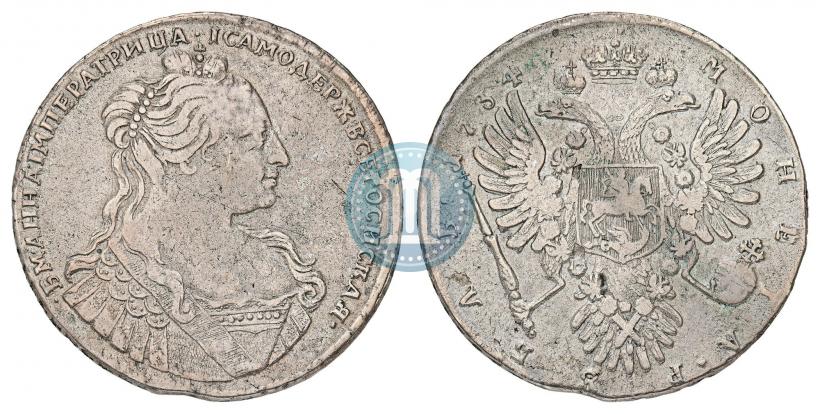Фото 1 рубль 1734 года  "Тип 1735 года"
