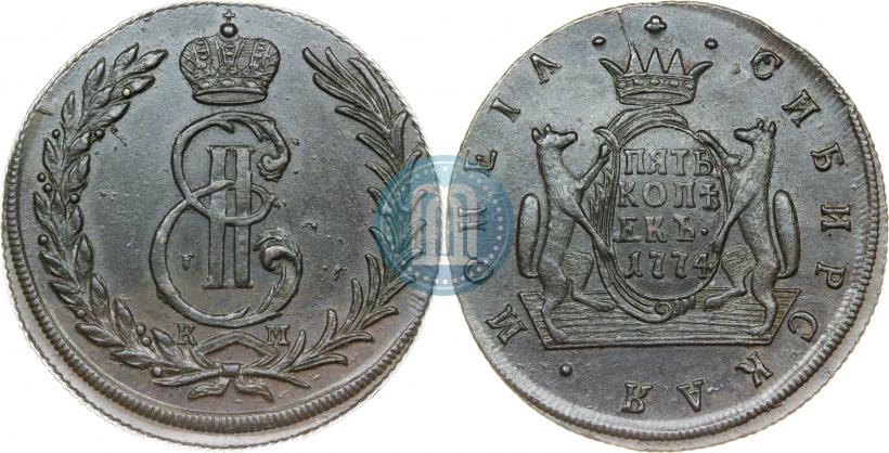 Фото 2 копейки 1774 года КМ 