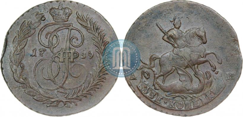 Фото 2 копейки 1789 года АМ 