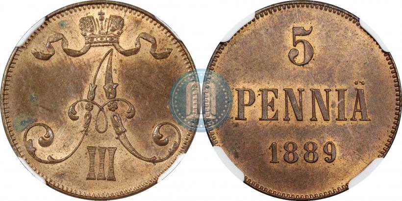 Фото 5 пенни 1889 года  