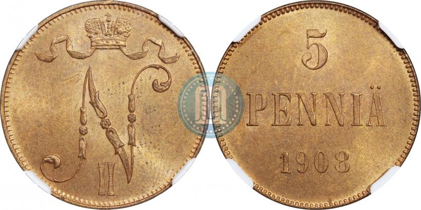 Фото 5 пенни 1908 года  