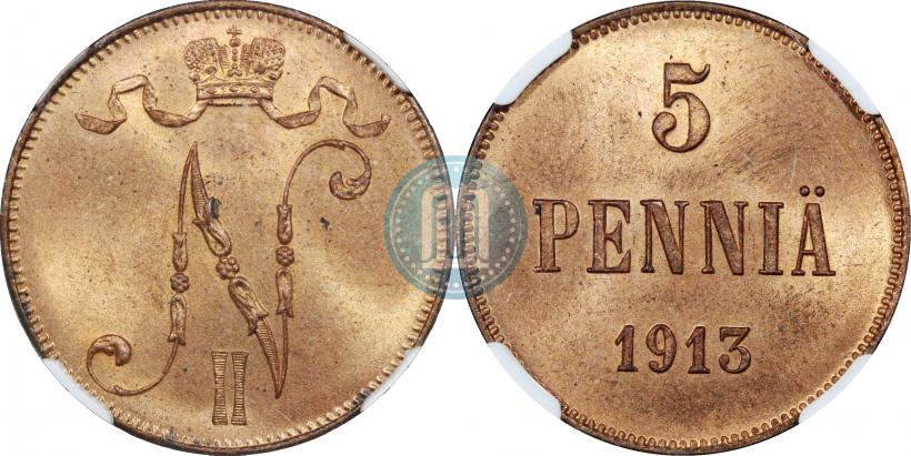 Фото 5 пенни 1913 года  