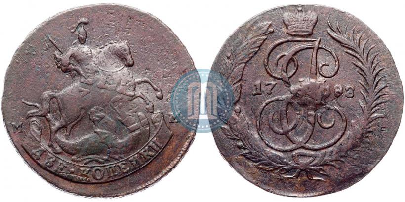 Фото 2 копейки 1788 года ММ 