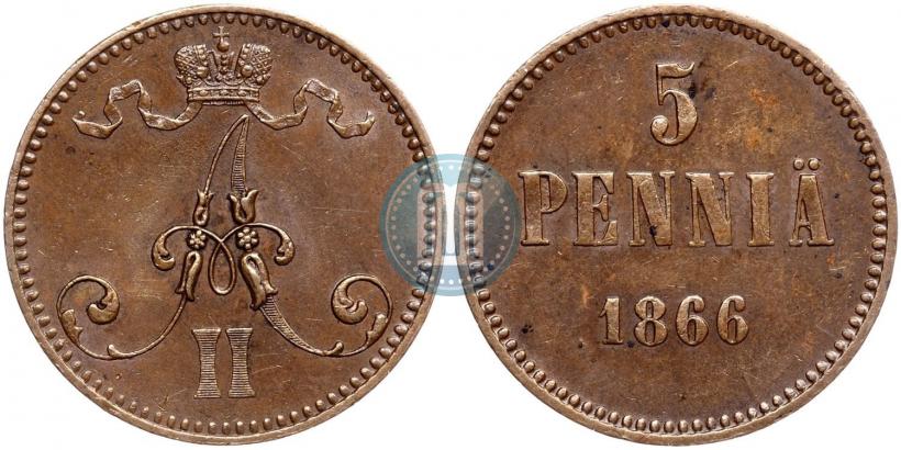 Фото 5 пенни 1866 года  