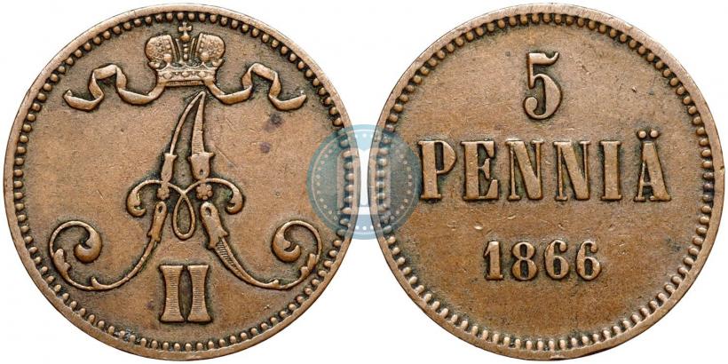 Фото 5 пенни 1866 года  