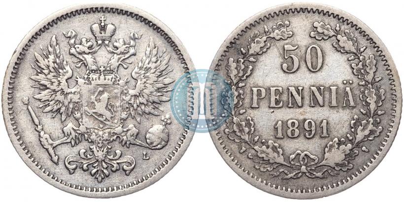 Фото 50 пенни 1891 года L 