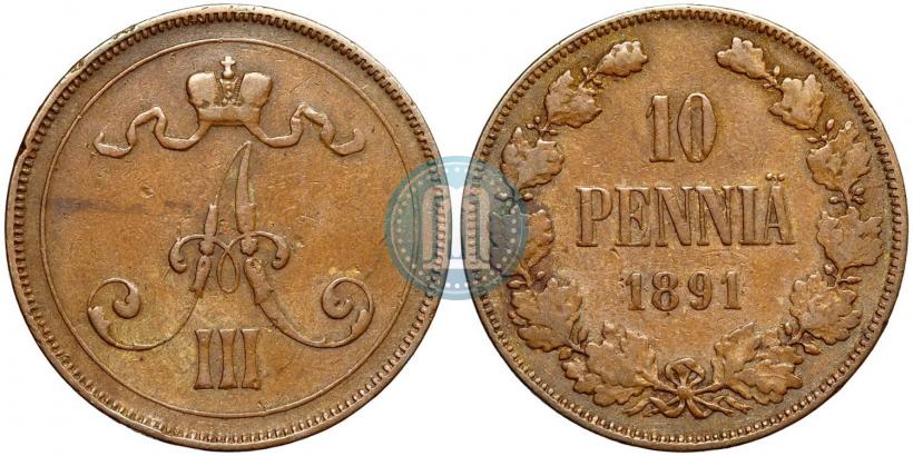 Фото 10 пенни 1891 года  