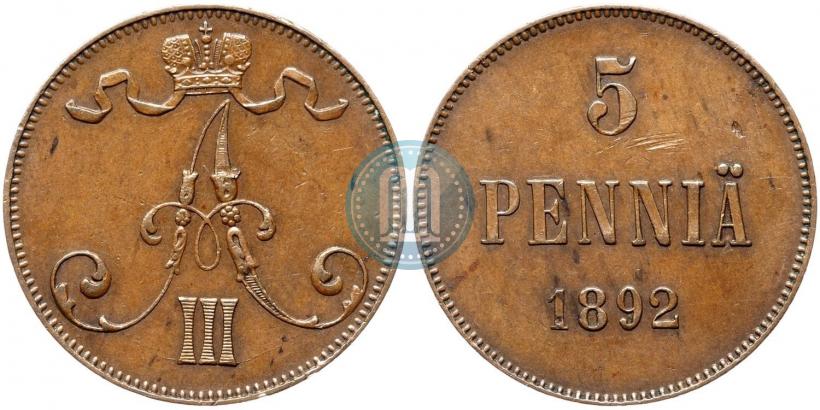Picture 5 pennia 1892 year  