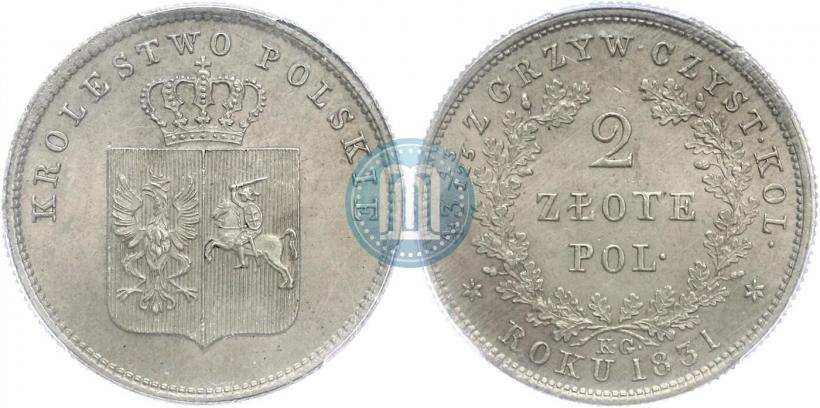 Picture 2 złote 1831 year KG "Polish uprising"