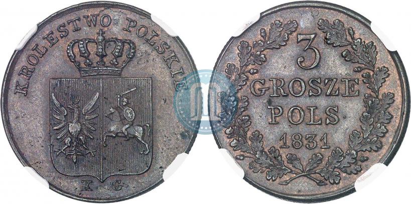 Фото 3 гроша 1831 года KG "Польское восстание"