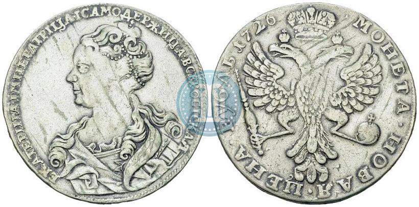 Фото 1 рубль 1726 года  "Московский тип, портрет влево"