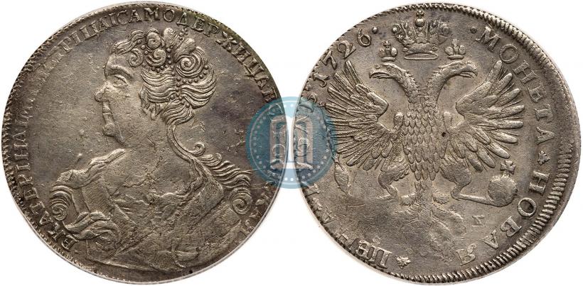 Фото 1 рубль 1726 года СПБ "Петербургский тип, портрет влево"