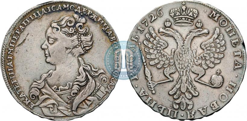 Picture 1 rouble 1726 year  "Moscow type, portrait turned to the left"