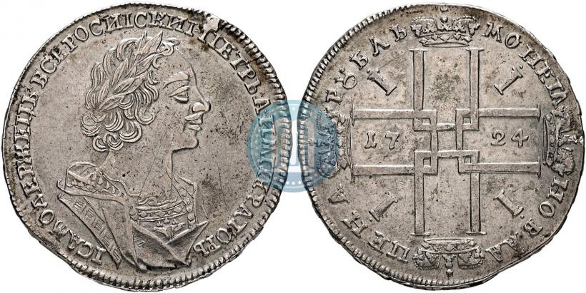 Фото 1 рубль 1724 года  "Портрет в античных доспехах"