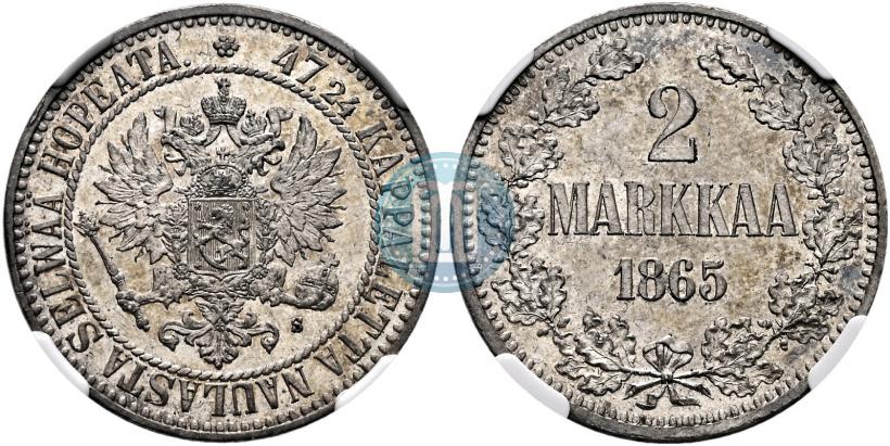 Picture 2 markkaa 1865 year S 