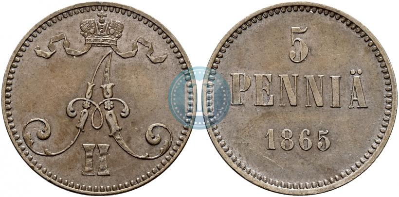 Picture 5 pennia 1865 year  