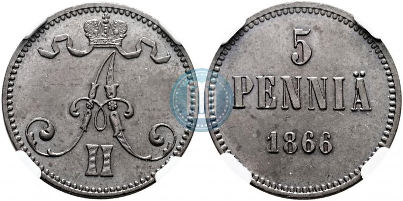Picture 5 pennia 1866 year  