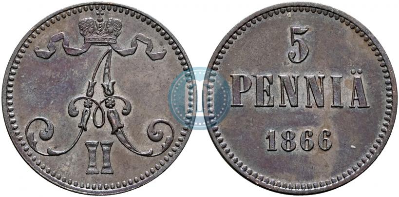 Picture 5 pennia 1866 year  