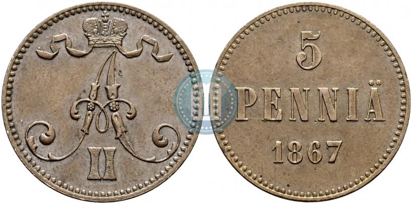 Picture 5 pennia 1867 year  