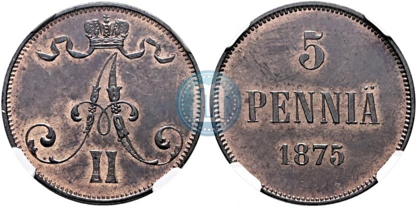 Picture 5 pennia 1875 year  