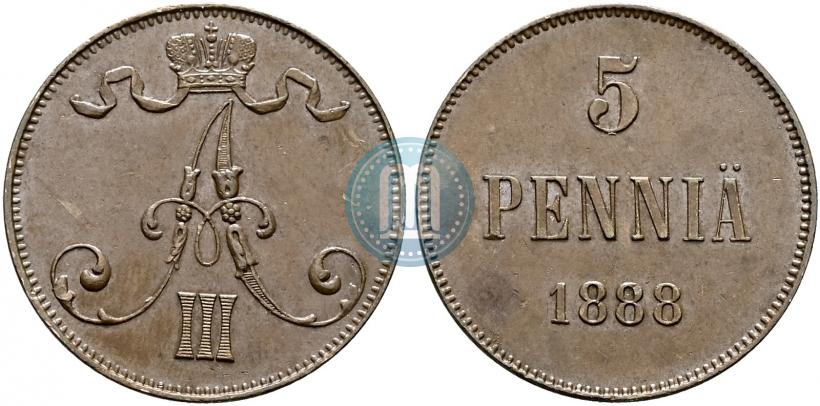 Picture 5 pennia 1888 year  