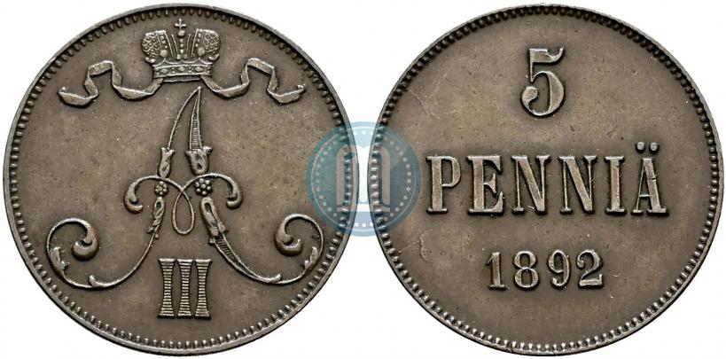 Picture 5 pennia 1892 year  