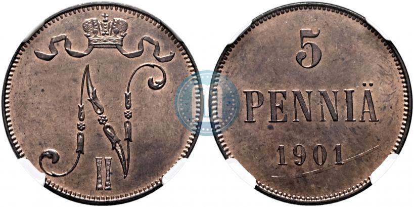Picture 5 pennia 1901 year  