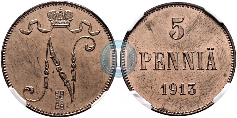 Picture 5 pennia 1913 year  