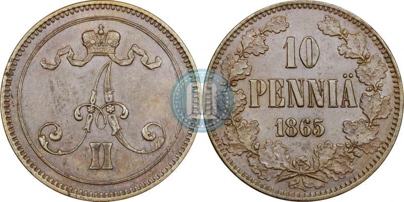 Picture 10 pennia 1865 year  