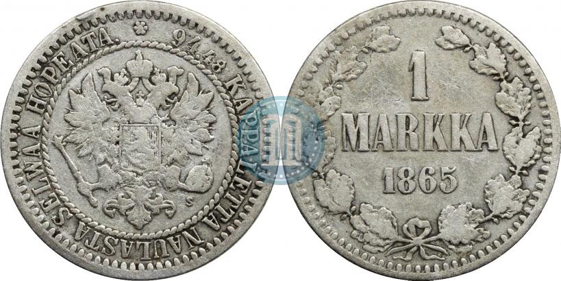 Picture 1 markka 1865 year S 