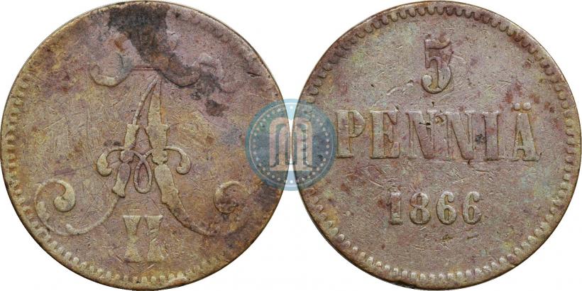 Picture 5 pennia 1866 year  