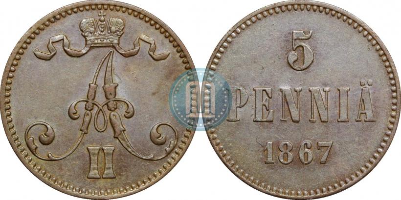 Picture 5 pennia 1867 year  