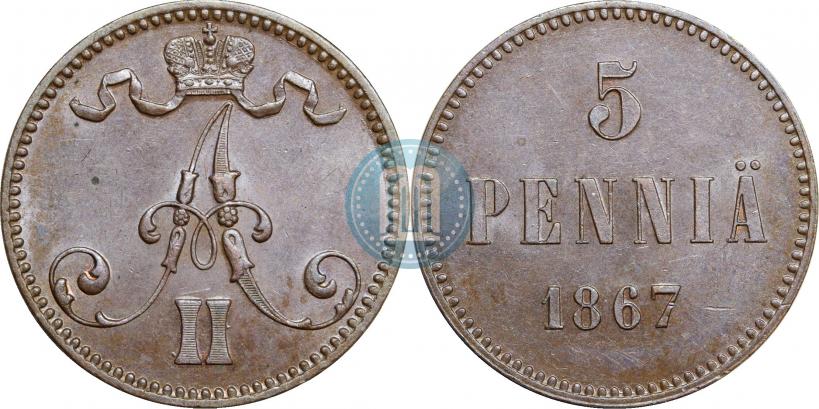 Picture 5 pennia 1867 year  