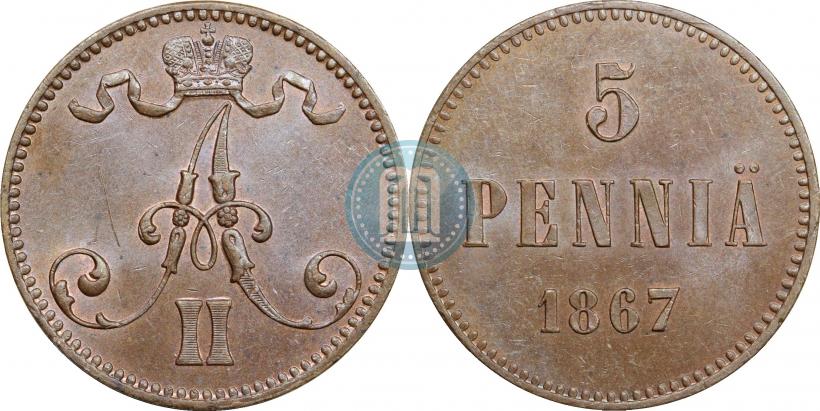 Picture 5 pennia 1867 year  