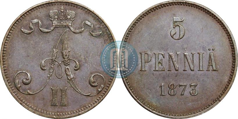 Фото 5 пенни 1873 года  