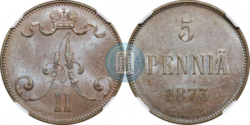 Фото 5 пенни 1873 года  