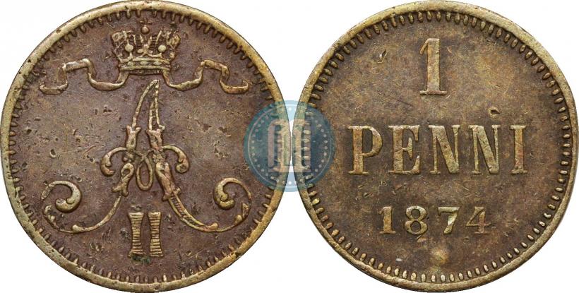 Фото 1 пенни 1874 года  