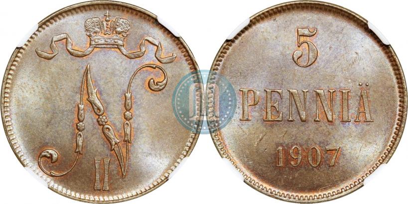 Picture 5 pennia 1907 year  