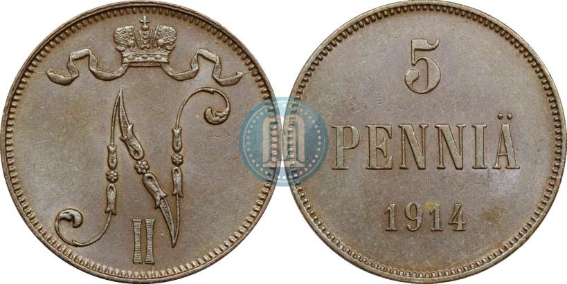 Picture 5 pennia 1914 year  