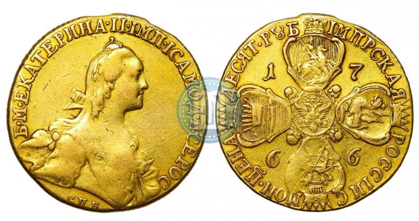 Picture 10 roubles 1766 year СПБ 