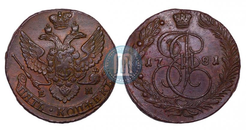 Picture 5 kopecks 1781 year ЕМ 
