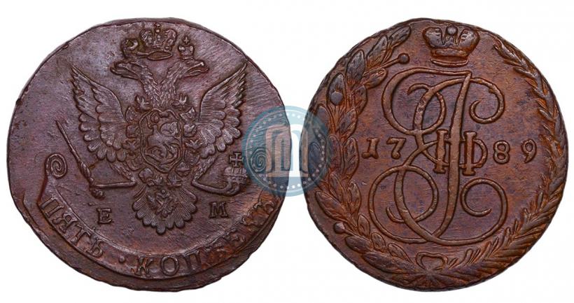 Picture 5 kopecks 1789 year ЕМ 