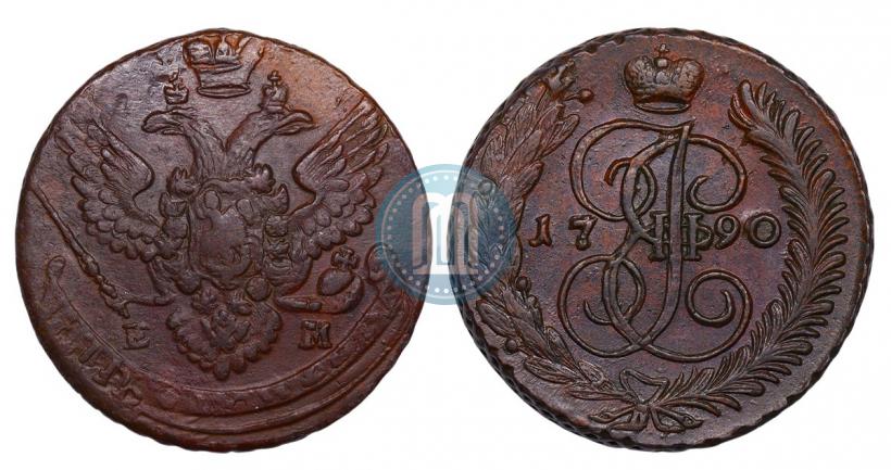 Picture 5 kopecks 1790 year ЕМ 