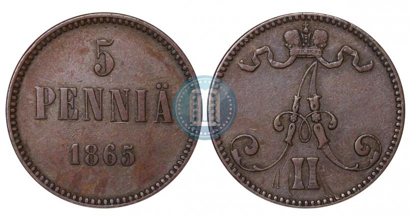 Фото 5 пенни 1865 года  