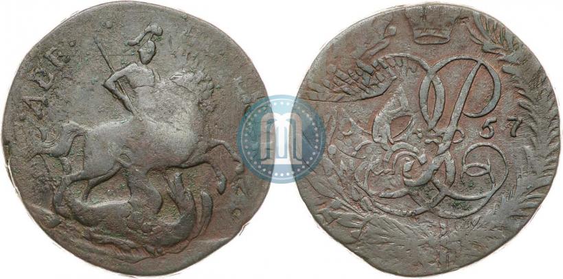 Фото 2 копейки 1757 года  "Номинал над Св. Георгием"