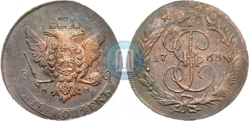Фото 2 копейки 1763 года ММ 
