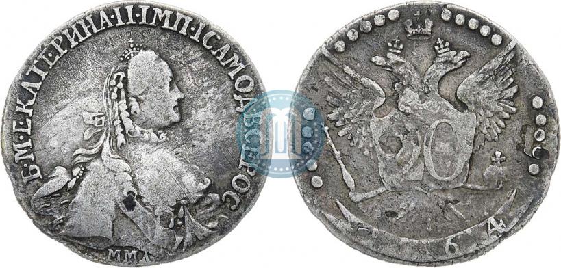 Фото 20 копеек 1764 года ММД 